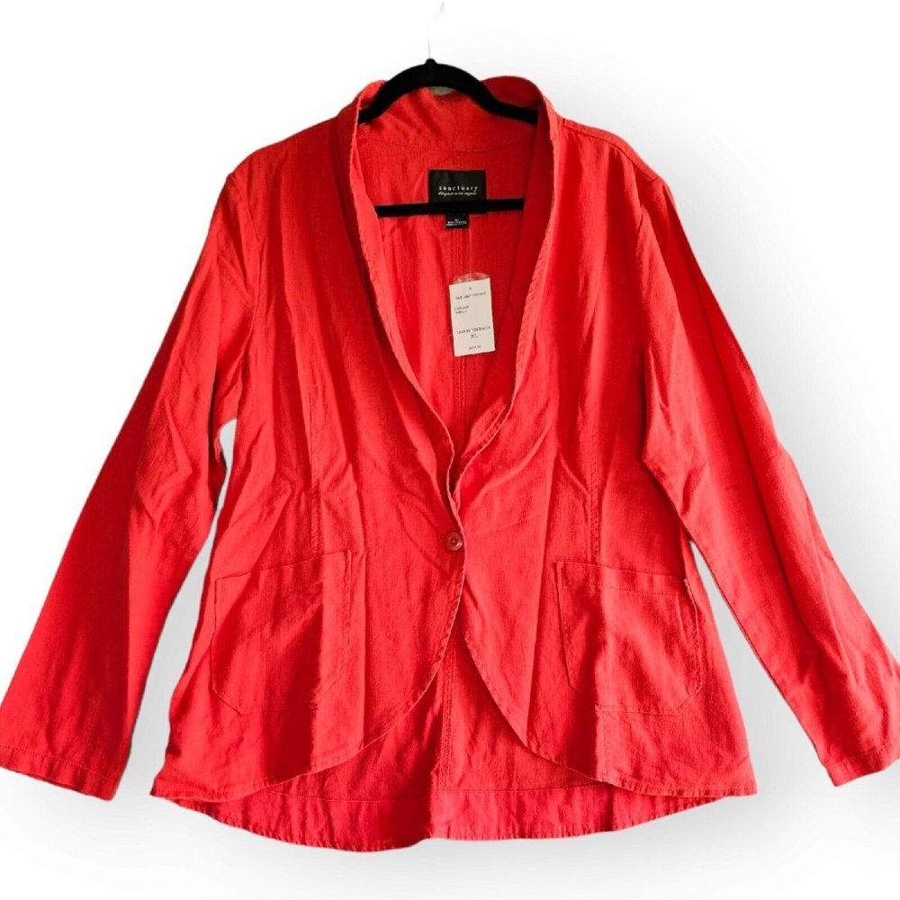 Sanctuary Tiger Lily XL Extra Large Linen Button Single Pocket Blazer Jacket